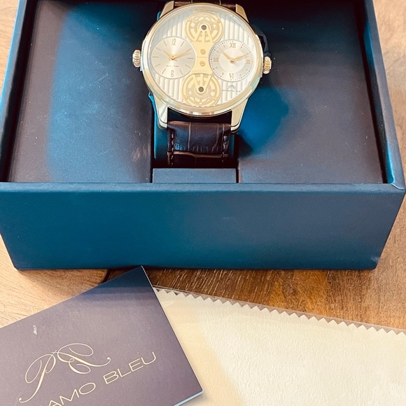 NWT NIB Men’s Porsamo Bleu Benedict double movement croc embossed leather strap - Picture 3 of 16